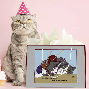 Grappige Breiende Kat In De War Met Garens Hobby H Groot Cadeauzakje