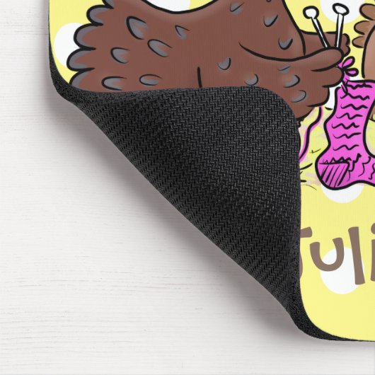 Grappige breiende kippen cartoonillustratie muismat (Hoek)