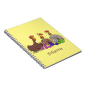 Grappige breiende kippen cartoonillustratie notitieboek (Rechterzijde)