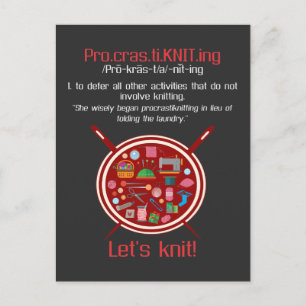 Grappige Breiende Vrouw Laat Brei Ambachtsman Briefkaart