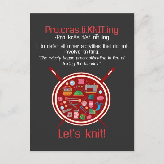 Grappige Breiende Vrouw Laat Brei Ambachtsman Briefkaart (Voorkant)