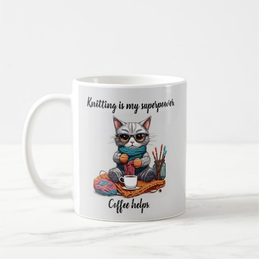 Grappige Breimug Superkracht Kat Koffiemok (Links)