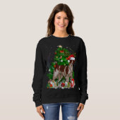 Grappige Bretagne Spaniel Kerstboom Licht Pyjama Trui (Voorkant volledig)