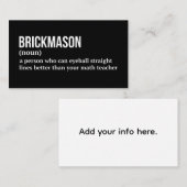 Grappige Brickmason-definitie Visitekaartje (Voorkant / Achterkant)