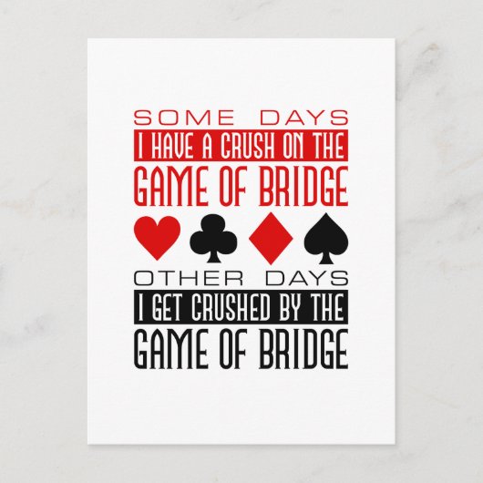 Grappige Bridge Player Club verpletterd spel van b Briefkaart (Voorkant)