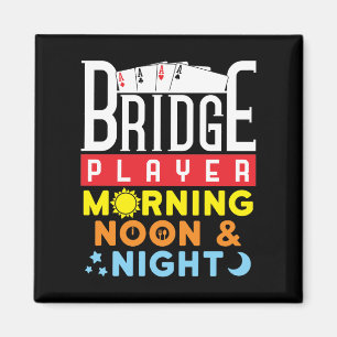 Grappige bridgespeler 's ochtends en 's avonds magneet