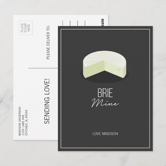 Grappige Brie Mine Valentijn Love Cheese Briefkaar Briefkaart (Voorkant / Achterkant)