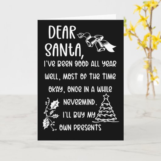 Grappige brief aan Kerstman Kerstmis Kerstcadeaus Kaart (Gele Bloem)