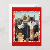 Grappige briefkaart van Kerstmis van de kat het (Voorkant / Achterkant)