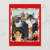 Grappige briefkaart van Kerstmis van de kat het (Voorkant)