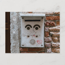 Grappige brievenbus met lachend gezicht briefkaart