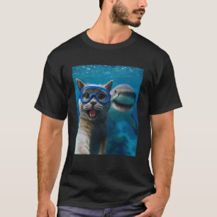 Grappige British Shorthair Kat Selfie met Haai Oce T-shirt