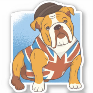 Grappige Britse Bulldog Engelse Vlag Patriottisch Sticker