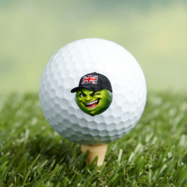 Grappige Britse limey met Union Jack Golfballen