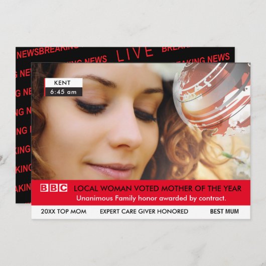 Grappige Britse Moederdag 🎉 Fake TV Nieuws Kaart (Voorkant / Achterkant)