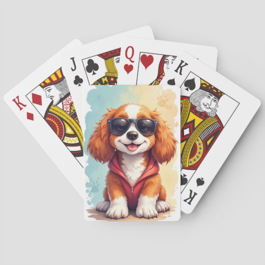Grappige Brittany Spaniel Kawaii Hond Pokerkaarten (Achterkant)