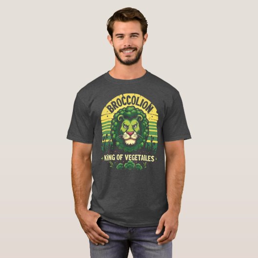 Grappige Broccolion Lion Broccoli Hybride Retro T-shirt (Voorkant volledig)