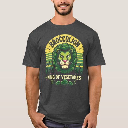 Grappige Broccolion Lion Broccoli Hybride Retro T-shirt (Voorkant)