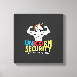 Grappige Broer Eenhoorn Beveiliging Maak Me Mijn S Canvas Afdruk