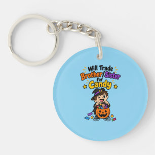 Grappige broer of zus Halloween Zal broer zus ruil Sleutelhanger