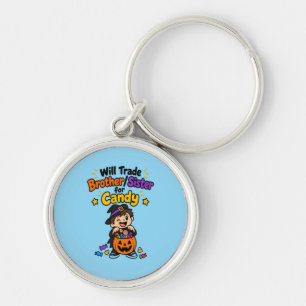Grappige broer of zus Halloween Zal broer zus ruil Sleutelhanger