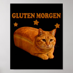 Grappige Brood Kat Meme Gluten Morgen Humor Grafis Poster