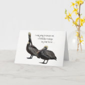 Grappige Brown Pelican Humor Verjaardagsgroet Kaart (Gele Bloem)