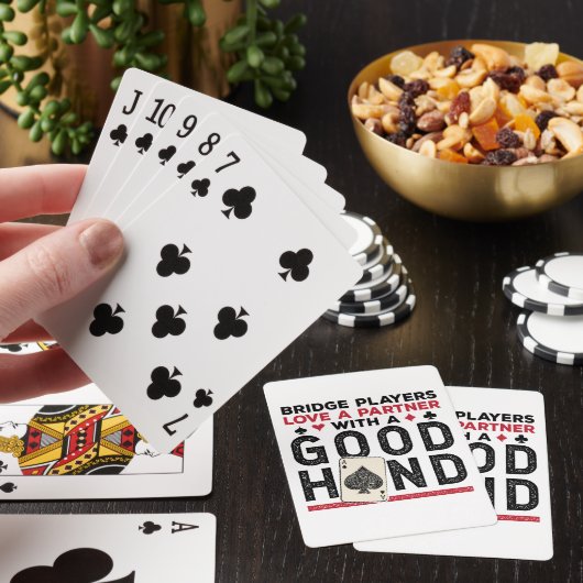 Grappige Brug Speler Partner Goede Hand Pokerkaarten (Insitu)