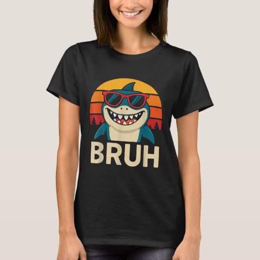 Grappige bruh haai met singles meme t-shirt (Voorkant)