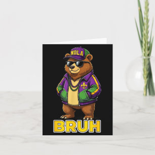 Grappige Bruh Mardi Gras Carnaval Beer Mémé Kaart