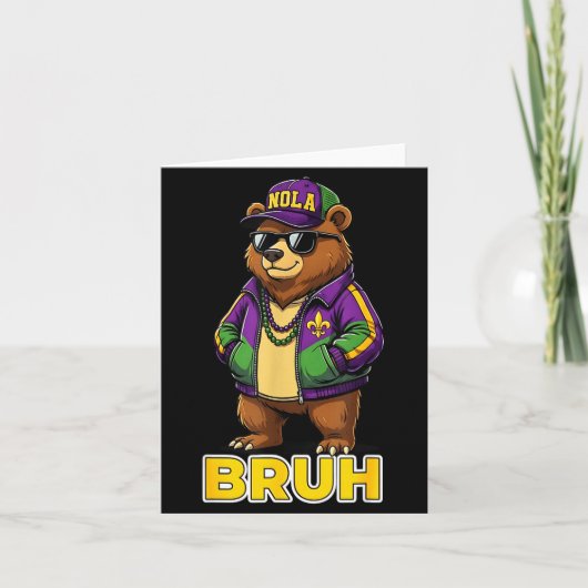 Grappige Bruh Mardi Gras Carnaval Beer Mémé  Kaart (Voorkant)