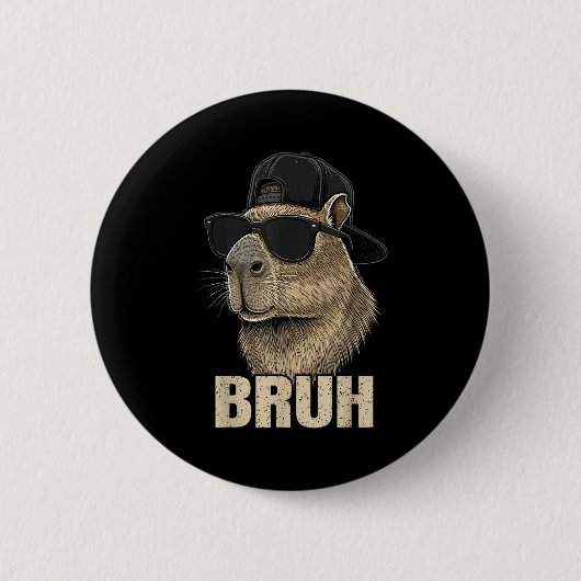 Grappige Bruh Meme Capybara Liefhebber Cool Alleen Ronde Button 5,7 Cm (Voorkant)