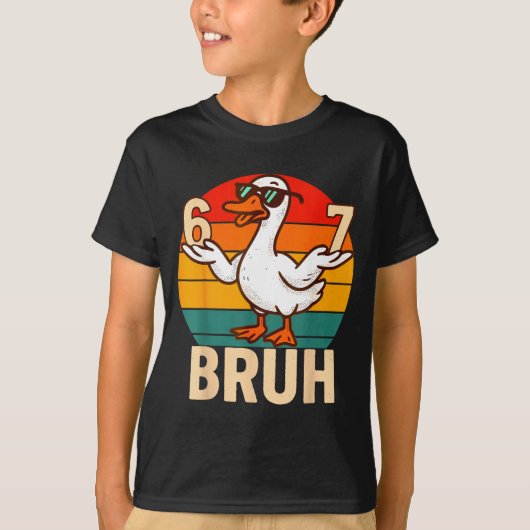 Grappige Bruh Retro Eend 6 7 Meme Kinderen Tiener T-shirt (Voorkant)
