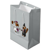 Grappige bruid en bruidegom Beaver Gift Bag Medium Cadeauzakje (Voorkant Gekanteld)