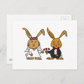 Grappige bruid en bruidegom bruine konijn bruiloft briefkaart (Voorkant / Achterkant)