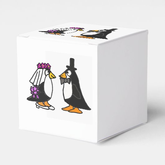 Grappige bruid en bruidegom Penguin Favor Box Bedankdoosjes (Voorkant Zijde)