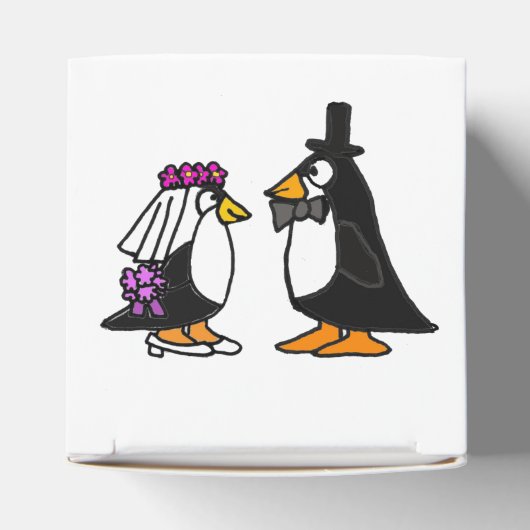 Grappige bruid en bruidegom Penguin Favor Box Bedankdoosjes (Bovenkant)