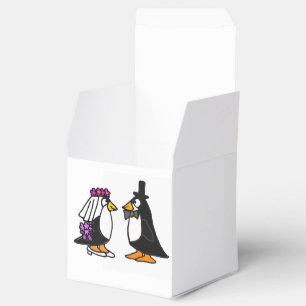 Grappige bruid en bruidegom Penguin Favor Box Bedankdoosjes