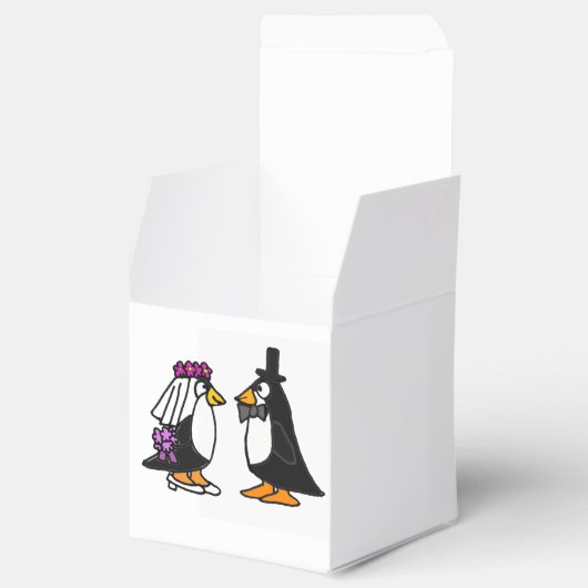 Grappige bruid en bruidegom Penguin Favor Box Bedankdoosjes (Geopend)