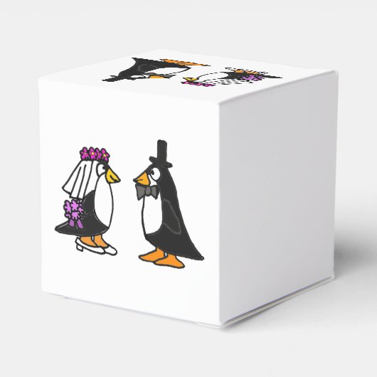 Grappige bruid en bruidegom Penguin Favor Box Bedankdoosjes (Achterkant)