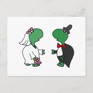 Grappige bruid en bruidegom schildpad bruiloft ont briefkaart