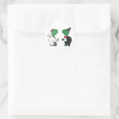 Grappige bruid en bruidegom schildpad bruiloft ont ronde sticker (Tas)