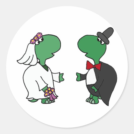 Grappige bruid en bruidegom schildpad bruiloft ont ronde sticker (Voorkant)