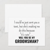 Grappige bruidegom beste man voorstel kaart; dit k bedankkaart (Voorkant / Achterkant)