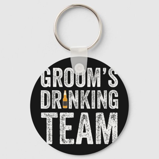 Grappige bruidegom drinkende team bruidsjonkers vr sleutelhanger (Voorkant)