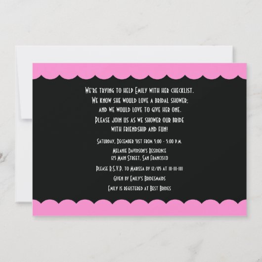 Grappige bruids douche uitnodiging — grappige chec (Achterkant)
