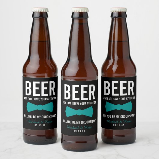 Grappige Bruidsjonker Voorstel Gepersonaliseerd Bi Bier Etiket (Flessen)