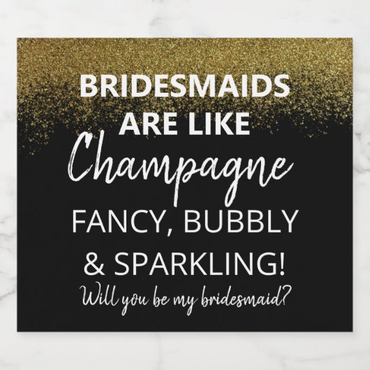 grappige bruidsmeisjes zijn als Sparkling Wine wil Sparkling Wijnetiket (Enkel label)