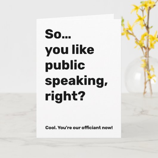 Grappige bruiloft ambtenaar voorstel groet kaart (Gele Bloem)