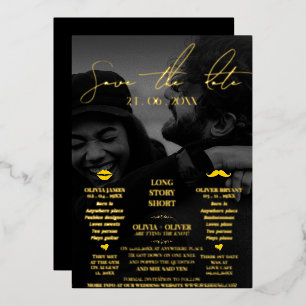 Grappige bruiloft bespaar de datum folie uitnodiging